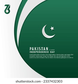 Happy Independence Day Republic Of Pakistan, 14 august. greeting card with white and green colors design