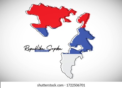 Feliz día de la independencia de la República Srpska. Mapa nacional moderno con la bandera de la República Srpska como ilustración vectorial