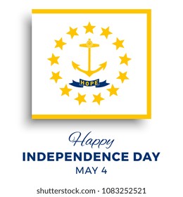 happy independence day of rhode island banner layout design with text and paper cut national flag on a white background. vector illustration for greeting cards, posters, flyers, invitations, brochures