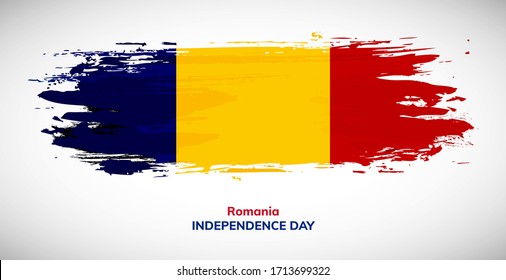 Happy independence day of Romania. Brush flag of Romania vector illustration. Creative watercolor concept of national brush flag background.