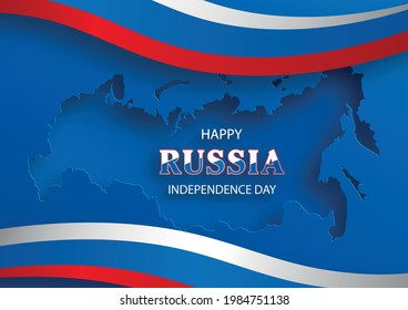 Happy Independence day of Russia card with bleu and red paper cut style on white color background for festive national’s anniversary of Russia, on the 12 of June