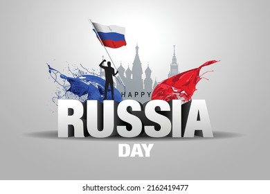 happy independence day Russia. vector illustration of Russian flag and 3d letter. poster, banner , template design