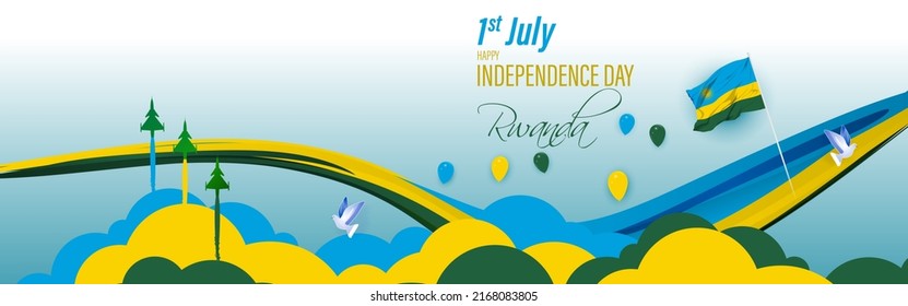 Happy Independence Day Rwanda Vector Illustration 