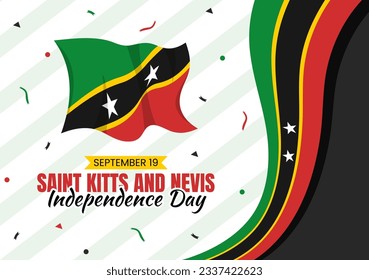 Happy Independence Day Saint Kitts and Nevis Vector Illustration with Country Flag Background in Flat Cartoon Hand Drawn Landing Page Templates