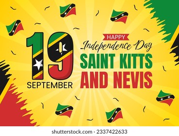 Happy Independence Day Saint Kitts and Nevis Vector Illustration with Country Flag Background in Flat Cartoon Hand Drawn Landing Page Templates