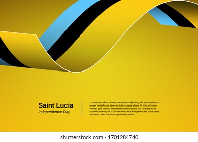 Happy independence day of Saint Lucia. Modern waving flag banner background. Greeting patriotic nation vector.