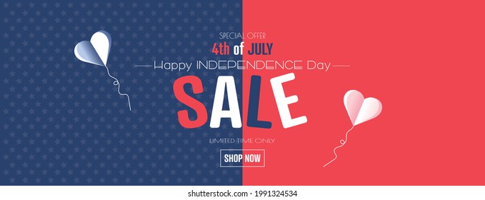 Happy Independence Day sale banner. Modern minimal design for Sales. Flat vector illustration.