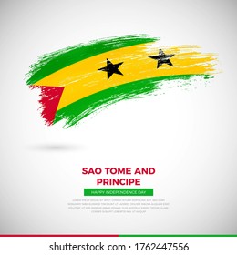 Happy independence day of Sao Tome and Principe country. Creative grunge brush of Sao Tome and Principe flag illustration