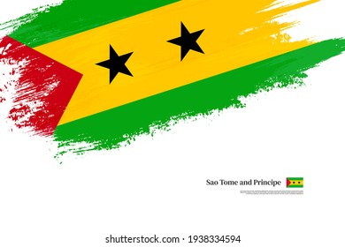 Happy independence day of Sao Tome and Principe with grungy flag background