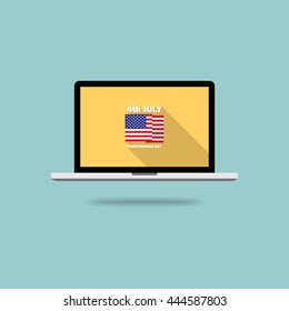 Happy independence day screen desktop flat design vector illustration