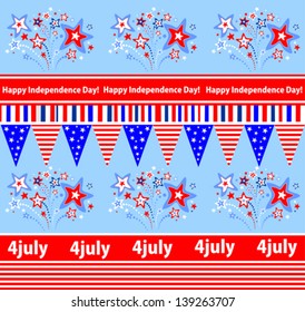 Happy independence day! Seamless pattern wallpaper. Celebration background with firework and place for your text. vector illustration