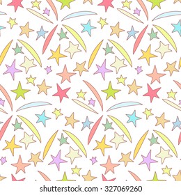 Happy Independence day seamless pattern. Fireworks and stars seamless pattern