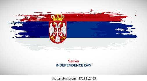 Happy independence day of Serbia. Brush flag of Serbia vector illustration. Creative watercolor concept of national brush flag background