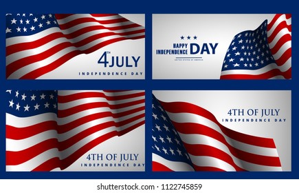 Happy Independence Day! Set of American banners for 4th of July theme. 