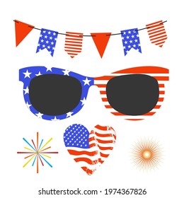 Happy Independence Day. A set of vector cliparts for creating your own festive design.