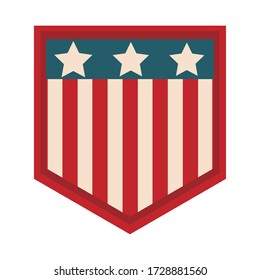 happy independence day, shield with american flag patriotic design vector illustration flat style icon