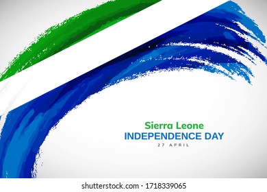 Happy independence day of Sierra Leone. Watercolor brush stroke flag background. Elegant national country flag with Abstract watercolor grunge brush flag