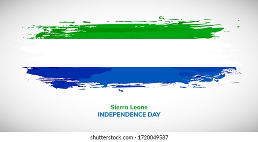 Happy independence day of Sierra Leone. Brush flag of Sierra Leone vector illustration. Classic watercolor concept of national brush flag background
