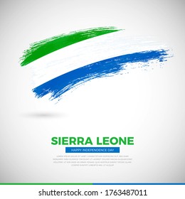 Happy independence day of Sierra Leone country. Artistic grunge brush of Sierra Leone flag illustration