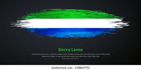 Happy independence day of Sierra Leone with watercolor grunge brush flag background