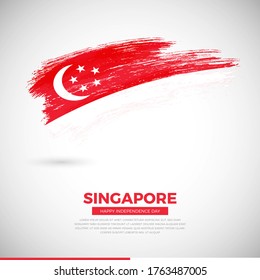 Happy independence day of Singapore country. Abstract grunge brush of Singapore flag illustration