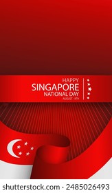 Happy Independence Day of Singapore with red paper cut style on color background for festive national anniversary of Singapure on the 9 of August