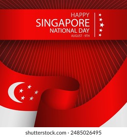 Happy Independence Day of Singapore with red paper cut style on color background for festive national anniversary of Singapure on the 9 of August