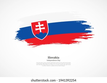 Happy independence day of Slovakia with national flag on grunge texture