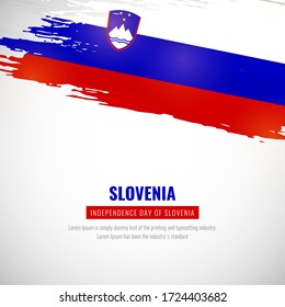 Happy independence day of Slovenia with brush style watercolor country flag background