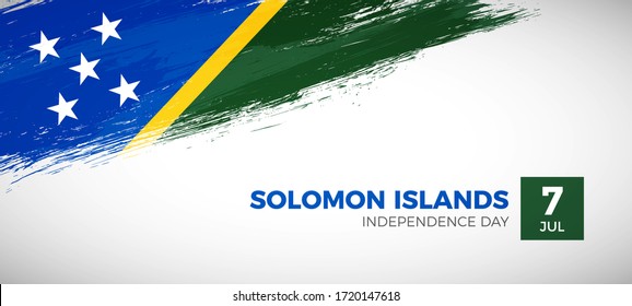 Happy independence day of Solomon Islands. Brush painted grunge flag of Solomon Islands country. Classic brush flag vector background