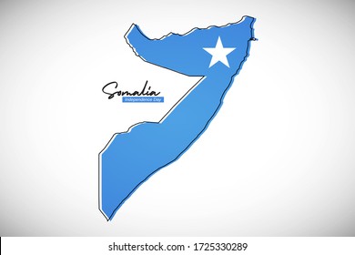 Feliz día de la independencia de Somalia. Resumen del mapa nacional del país con la ilustración del vector del pabellón de Somalia