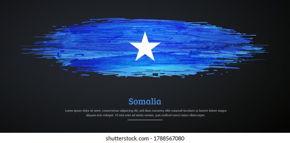Happy independence day of Somalia with watercolor grunge brush flag background