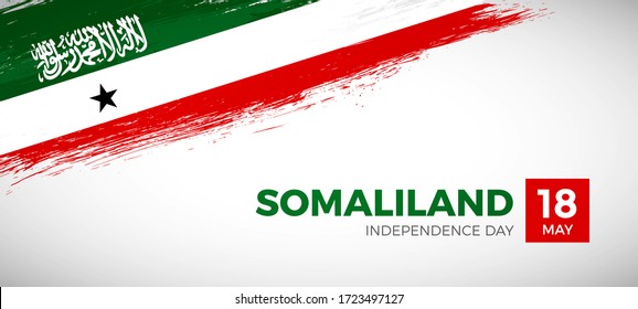 Happy independence day of Somaliland. Brush painted grunge flag of Somaliland country. Classic brush flag vector background