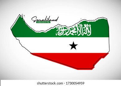 Happy independence day of Somaliland. Creative national country map with Somaliland flag vector illustration