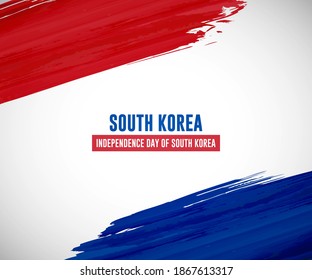 Happy independence day of South Korea with classic watercolor splash background