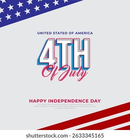 Happy independence day square banner. 4th july with balloons and american flag background