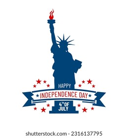 Happy Independence day. Statue of Liberty graphic illustration. American symbol. New York, USA