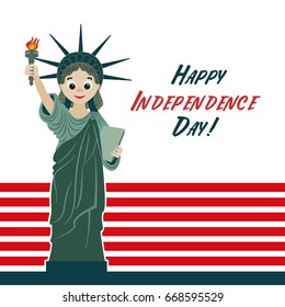 Happy independence Day. The Statue of Liberty. Vector image for postcards, design and your business