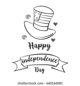 Happy independence day style hand draw vector illustration