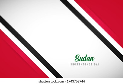 Happy Independence day of Sudan with Abstract Sudan national country flag greeting background