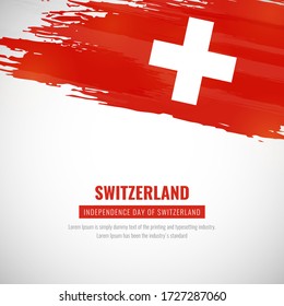 Happy independence day of Switzerland with brush style watercolor country flag background