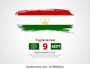 Happy Independence Day of Tajikistan. Abstract country flag on hand drawn brush stroke vector patriotic background.