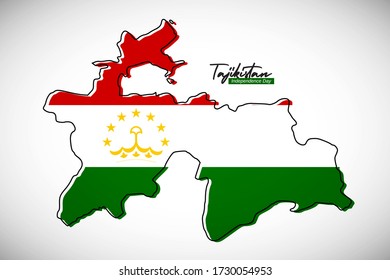 Happy independence day of Tajikistan. Elegant national country map with Tajikistan flag vector illustration