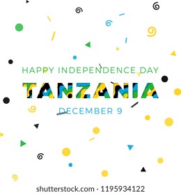 happy independence day of tanzania banner design layout with paper cut colorful layered text. vector illustration for greeting cards, posters, invitations, brochures