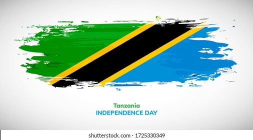 Happy independence day of Tanzania. Brush flag of Tanzania vector illustration. Creative watercolor concept of national brush flag background
