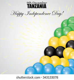 happy independence day of tanzania vector with flag colors as balloons