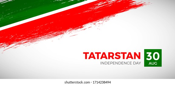 Happy independence day of Tatarstan. Brush painted grunge flag of Tatarstan country. Abstract brush flag vector background