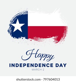 happy independence day of texas vector layout design with text and national flag in brush stroke style for banner, poster, flyer, presentation