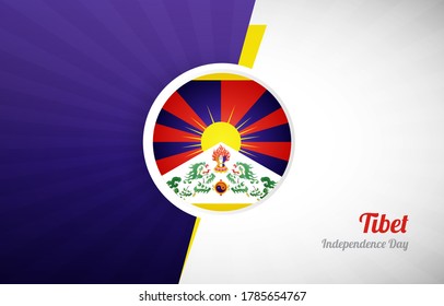 Happy Independence Day Of Tibet Greeting Background. Abstract Tibet Country Flag Illustration