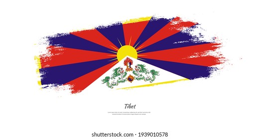 Happy independence day of Tibet with national flag on artistic stain brush stroke background